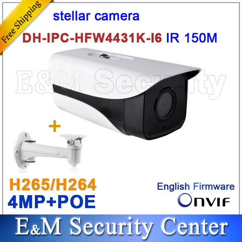 Original DH stellar camera 4MP DH-IPC-HFW4431K-I6 Network IP IR Bullet H265 H264 CCTV POE IPC-HFW4431K-I6 with bracket ► Photo 1/1