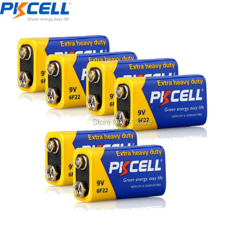 6 X PKCELL 9v-6f22 MN1604 240MIN Duration Batteries Carbon Zinc Super Heavy Duty Batteries ► Photo 1/1