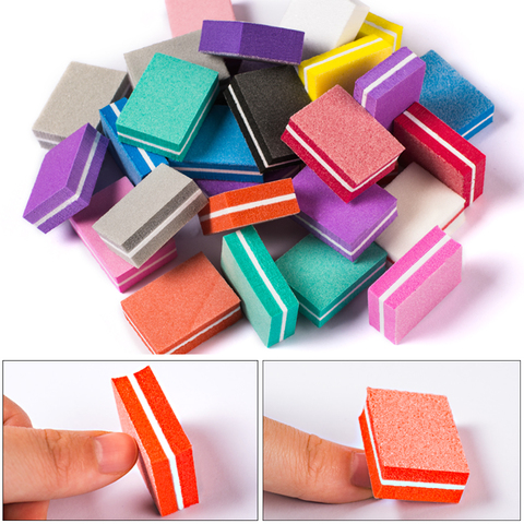 MEET ACROSS 50Pcs/set Mini Nail File Blocks Colorful Sponge Nail Polish Sanding Buffer Strips Nail Polishing Manicure Tools ► Photo 1/6