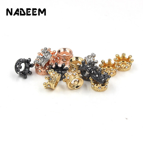 10Pcs/Lot CZ Crystal Crown Charm Beads Accessories DIY Metal Crystal Crown Spacer Beads for Bracelet Necklace Jewelry Making ► Photo 1/6