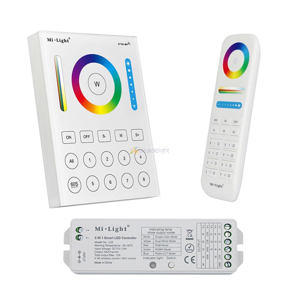 Touch Remote 2.4GHz WLAN WiFi Wireles 2.4G Mi-Light 4 Zonen LED RGB Controller 