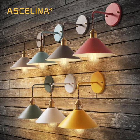 Wall Light Modern wall lamp colorful wall light Loft sconce with switch Lamp American country Living room study bedroom fixture ► Photo 1/6