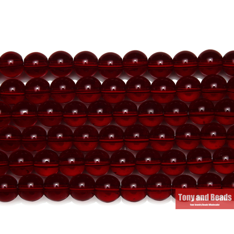 Free Shipping Natural Smooth Garnet Color Glass Loose Beads 15