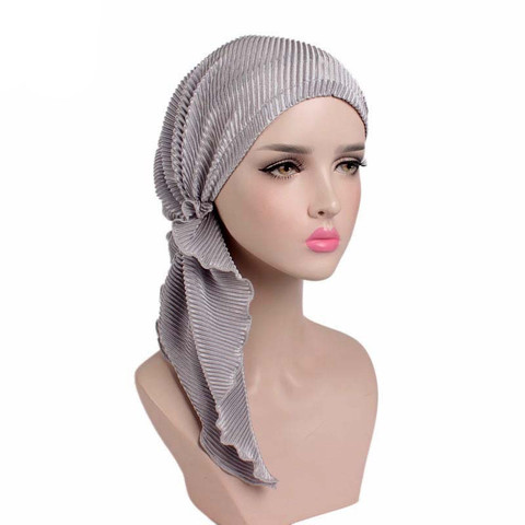 Muslims Women Ruffle Turban Hat Scarf Cotton Chemo Beanies Chemotherapy Bonnet Caps Bandana Headscarf Head Wrap Cancer Hair Loss ► Photo 1/6