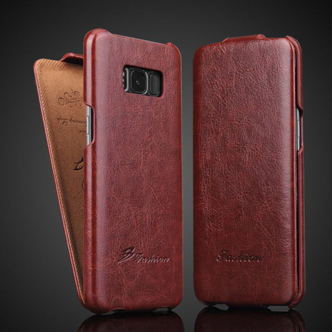 Genuine Leather Vertical Flip Cover Case for Samsung Galaxy S10 S7