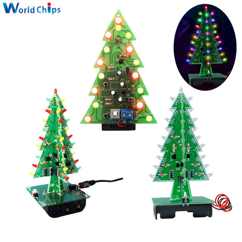 3D Christmas Tree DIY Kits 7 Colors Light Flash LED Circuit Christmas Trees Red/Green/Yellow LED Flash Circuit Electronic Suit ► Photo 1/6