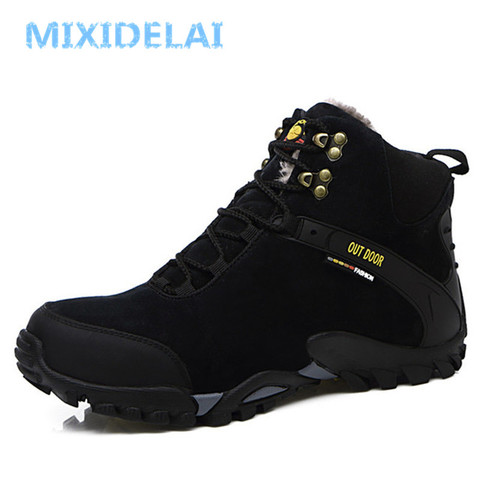 MIXIDELAI 2022 Winter Warm Fur Snow Boots Male Shoes For Men Adult Fashion Cow Suede Walking Work Ankle Footwear Sneakers ► Photo 1/6