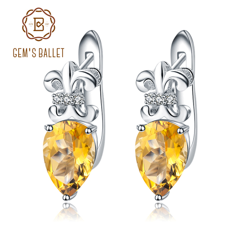 GEM'S BALLET 2.60Ct Natural Citrine Gemstone Earrings 925 Sterling Silver Vintage Stud Earrings for Women Wedding Fine Jewelry ► Photo 1/6