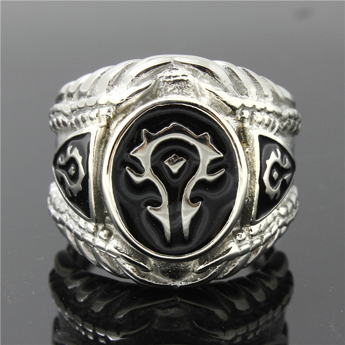 Mens Boys 316L Stainless Steel Cool Punk Gothic World of Warcraft