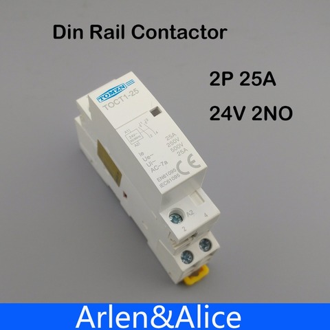 TOCT1 2P 25A 24V  50/60HZ Din rail Household ac Modular contactor  2NO or 1NO 1NC ► Photo 1/6