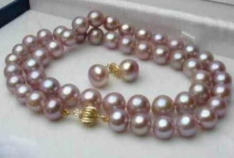2015 Charming women hot sale 8-9mm Purple Pink Akoya Cultured Pearl Necklace 17