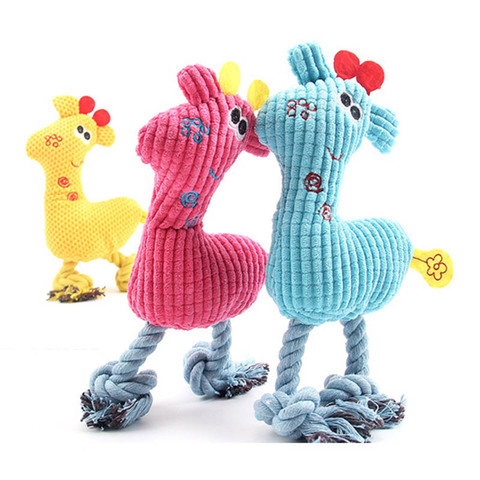 Cute Plush Giraffe Rope Pets Small Dogs Squeaky Interative Toys Deer Dolls Puppy Playing Chew Bite Toy Dog Training Accessories ► Photo 1/6