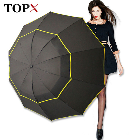 130cm Big Top Quality Umbrella Men Rain Woman Windproof Large Paraguas Male Women Sun 3 Floding Big Umbrella Outdoor Parapluie ► Photo 1/6