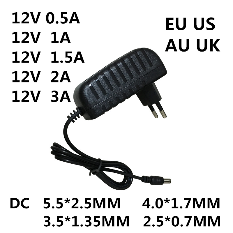 EU/US Plug AC To DC 12V/5V 1A Power Adapter For 3528/5050 LED Strip Lights