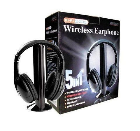 New 5 in 1 Headphone HiFi Headset Wireless Earphone Headphone with FM Radio for MP3 PC Stereo TV CD Cordless ► Photo 1/1