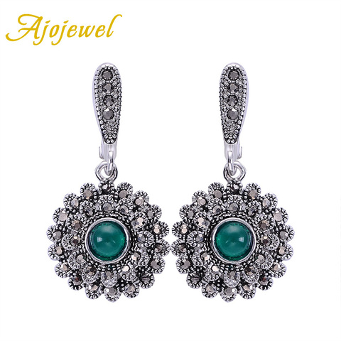 Ajojewel Crystal Green Earrings For Women Black Rhinestone Sunflower Drop Earrings Vintage Earrings Jewelry Gift ► Photo 1/6