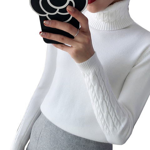 Winter Thick Sweater Women Knitted Ribbed Pullover Sweater Long Sleeve Turtleneck Slim Tricot Jersey Jumper Soft Warm Pull Femme ► Photo 1/6