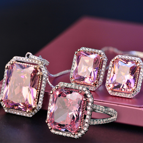 Top Quality 925 Silver Jewelry Sets Pink Quartz Cubic Zircon Ring Earrings  Pendant Necklace Jewelry Set Wholesale Fine Jewelry - Price history &  Review | AliExpress Seller - FCGJHWJEWELRY Store | Alitools.io