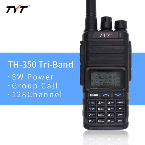 TYT TH-350 Tri-Band Tri-Display 136-174Mhz 220-260Mhz 400-470Mhz  Powerful Radio 128 Storage Channels Group Call Walkie Talkie ► Photo 1/5