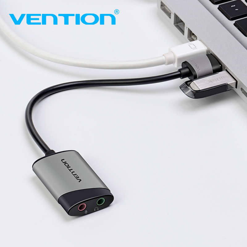 VENTION 3.5mm External USB Sound Card Audio Adapter USB to Aux Converter Cord 