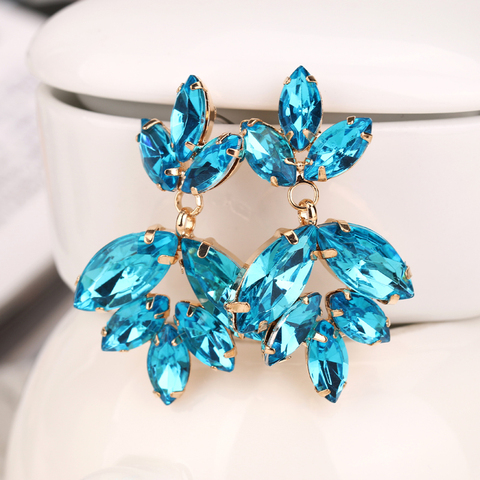 The new 2016 blue crystal flower female personality nightclub drop earrings the best seller for women free shipping #E082 ► Photo 1/1