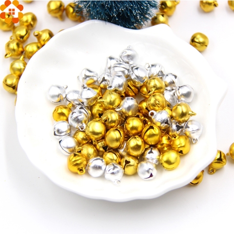 100PCS 10MM Jingle Bells Gold&Sliver Iron Loose Beads with Sounds Festival Christmas Party Decoration DIY Crafts Accessories ► Photo 1/6