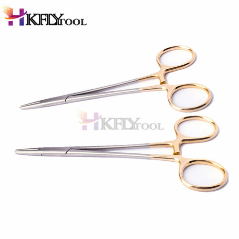 12.5cm Golden color handle Needle clamp medical pliers Surgical forceps Double eyelid cosmetic plastic surgery Needle holder ► Photo 1/6