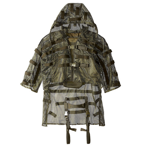 Nylon Mesh Breathable Tactical Ghillie Clothes Back With 3L Water Bag Pocket Outdoor Hunting Detachable Hooded Sniper Coat Cloak ► Photo 1/6