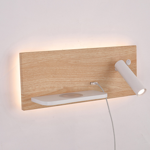 ZEROUNO Modern Hotel Wall Lamp Wall Lights Fixture Bed Room Headboard Reading Lamp night led Wireless USB Charger Backlit Lights ► Photo 1/6