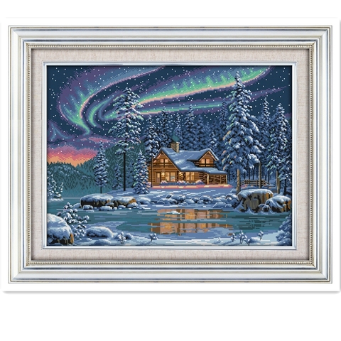 The Aurora Borealis Chinese Cross Stitch Patterns kits Counted Printed Canvas DMC Embroidery Set DIY Kit Dimensions Cross-stitch ► Photo 1/6
