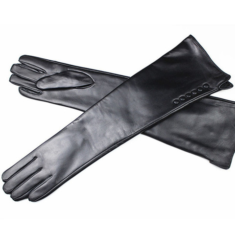 2022 Guantes Long Sheepskin Gloves Female Genuine Leather Over Elbow Length Button Style Velvet Lining Warmer Free Shipping ► Photo 1/6