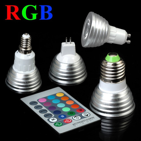 GU10 MR16 E27 E14  RGB 5W Led Light Bulb 16 Colors Magic IR Remote Control Lamp 