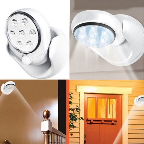 6V 7 LEDs Cordless Motion Activated Sensor Light Lamp 360 Degree Rotation Wall Lamps White Porch Lights Indoor Outdoor Lighting ► Photo 1/6