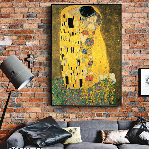 Gustav Klimt Kiss Famous Canvas Paintings Reproductions On The Wall Classical Portrait Wall Poster For Living Room Cuadros Decor ► Photo 1/6