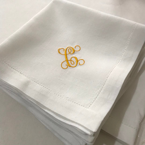 Monogram Embroidered white Dinner Cloth  Napkins ,White Housewarming Gift Wedding napkin ► Photo 1/6