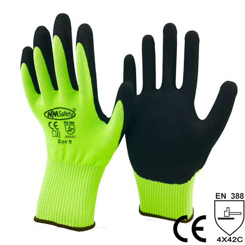 NMSafety 4 Pairs High Quality Super Soft Type Hi-viz Yellow Safety Cut Resistant Working Gloves ► Photo 1/6