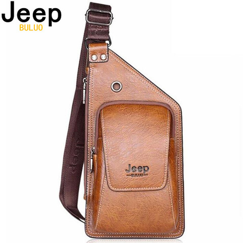 JEEP BULUO Summer Bag Men Chest Pack Single Shoulder Strap Back Bags Leather Travel Men Crossbody Bags Vintage Chest Bag 633 ► Photo 1/1