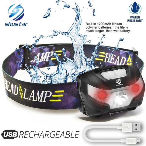 LED Headlamp Rechargeable Running Headlamps USB 5W Headlight Perfect for Fishing Camping Hiking with White and Red Lights ► Photo 1/6
