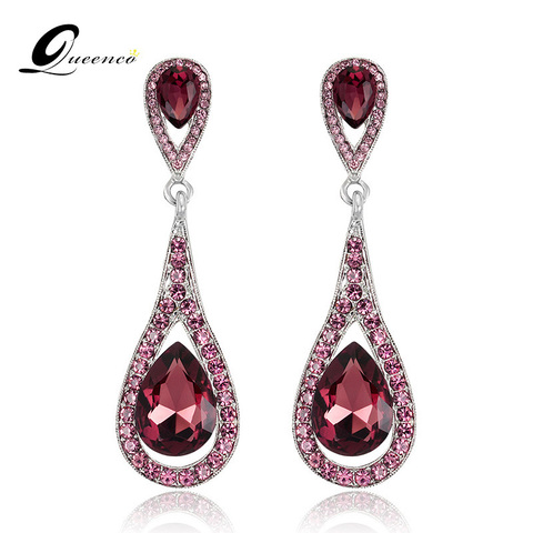 Red Color Chandelier Crystal Long Earrings for Women Rhinestone Hanging Earrings Bridal Wedding Jewelry Dangle Earring ► Photo 1/6