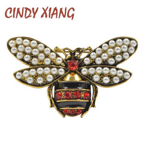 CINDY XIANG 2 Colors Choose Rhinestone and Pearl Bee Brooches for Women Vintage Jewelry Fashion Insect Brooch Pin High Quality ► Photo 1/5