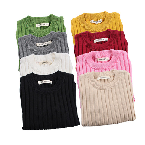 Autumn Winter Baby Girls Sweaters Soft Cotton Boys Knitted Pullover Candy Color Kids Ribbed Sweater Children's Clothing ► Photo 1/6