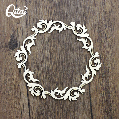 QITAI 12pcs Vintage Blank Round Flower Wreath Wooden Craft Hanging Gift Tags Labels Ornament DIY Craft WF029 ► Photo 1/5
