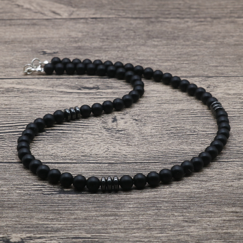 2022 Classic Natural Lava Stone Mens Bead Necklaces Chocker Surfer Necklace For Men Unique Beaded Necklace Gift For Him  SU-14 ► Photo 1/6