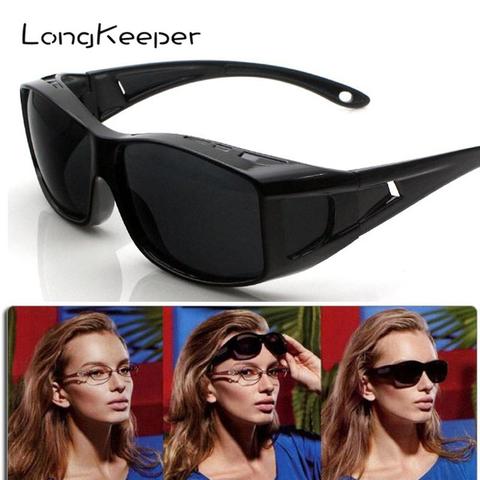 LongKeeper 2022 Polarized Windproof sand Sunglasses Men PC frame UV400 Women outdoor sports Sun Glasses Black glasses cover ► Photo 1/6