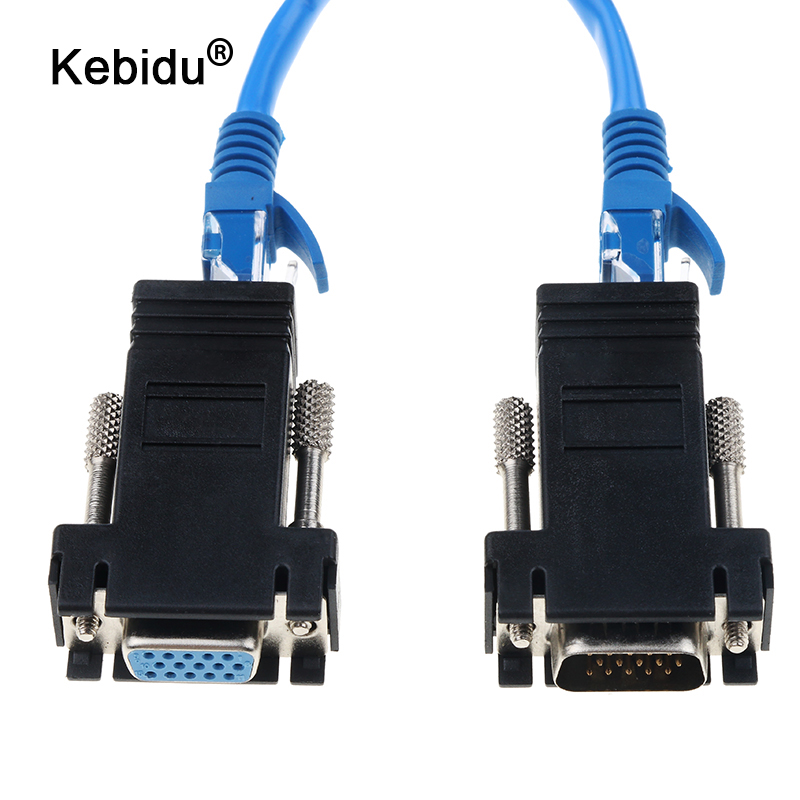 kebidu RJ45 to VGA Extender Male to LAN CAT5 CAT6 RJ45 Network