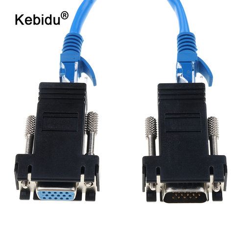 kebidu RJ45 to VGA Extender Male to LAN CAT5 CAT6 RJ45 Network Ethernet Cable Female Adapter Computer Extra Switch Converter ► Photo 1/6