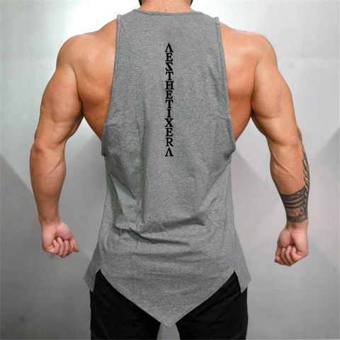Muscleguys Gym Stringer Clothing Bodybuilding Tank Top Men Fitness Singlet Sleeveless Shirt Solid Cotton Undershirt Muscle Vest ► Photo 1/6