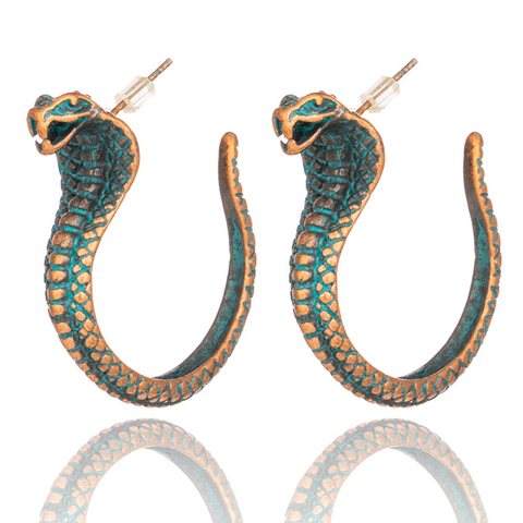 Chic Antique Green Snake Drop Earrings 2022 Latest Party Personality Cobra Dangle Earrings for Women Punk Fashion Jewelry Gifts ► Photo 1/6