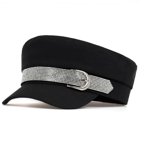 Simple Winter Beret with buckle hat Women Men Street Fashion Style Newsboy Hats Black Berets flat top Caps Men drop ship cap ► Photo 1/6