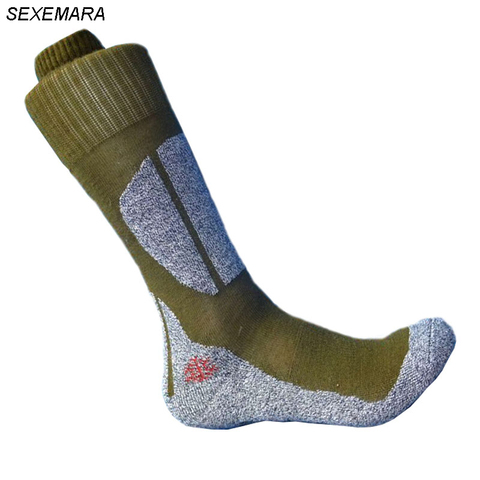 Quality coolmax hiking socks bottom thick knee high long socks army green wear resistant and deodorization socks 39-44 ► Photo 1/6